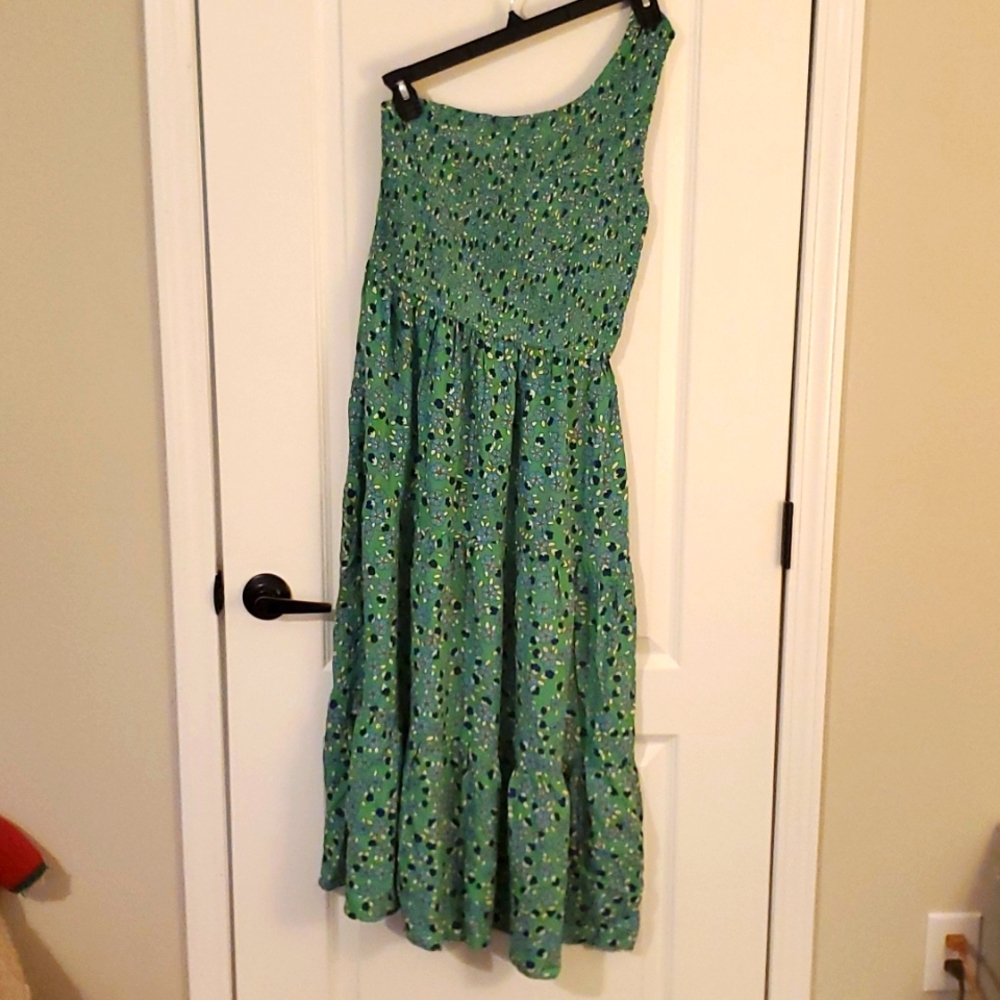 NWT Kelly Green with Blue‎ Flowers Dress